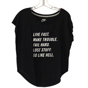 Nike Muscle Black Sleeveless Top Women's Size XS Slim Fit Live Fast Make Trouble
